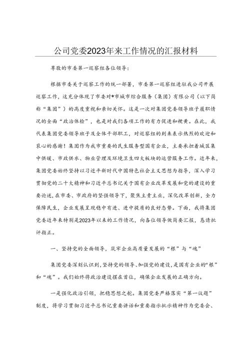 公司党委2023年来工作情况的汇报材料.docx