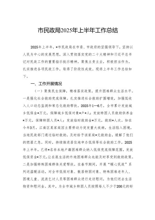 市民政局2025年上半年工作总结.docx
