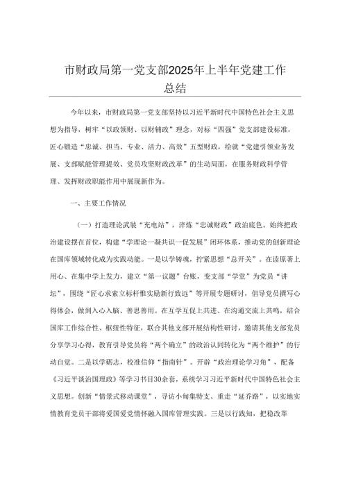 市财政局第一党支部2025年上半年党建工作总结.docx