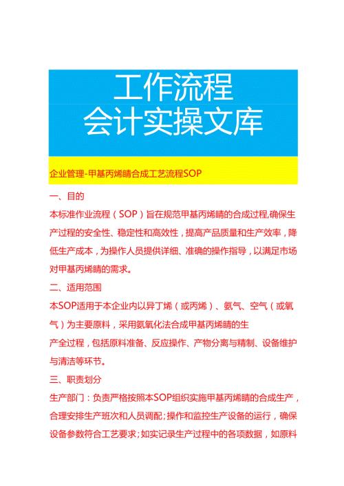 企业管理-甲基丙烯腈合成工艺流程 SOP.docx