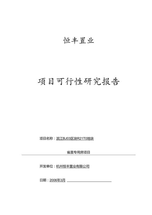 恒丰置业可行性研究报告(审定稿).docx