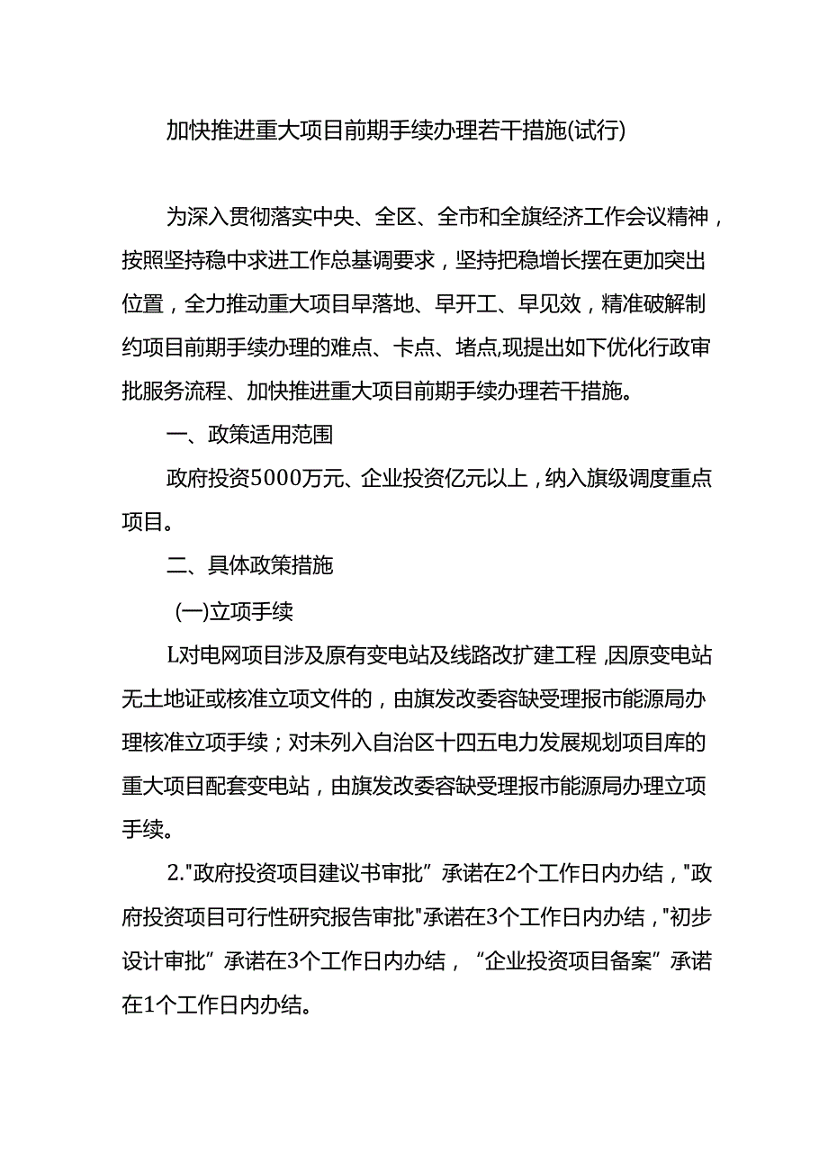 加快推进重大项目前期手续办理若干措施（试行）.docx_第1页