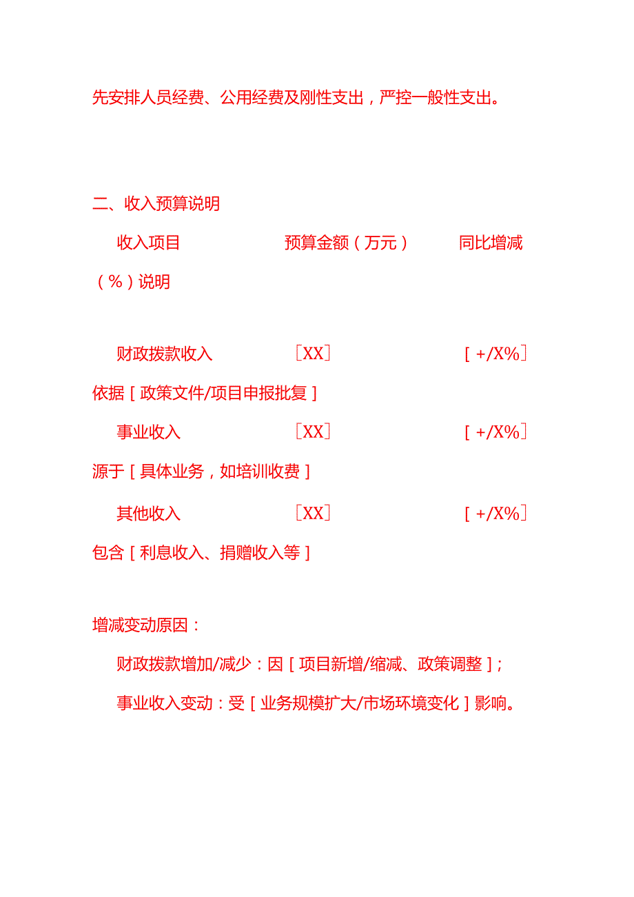 文书模板-单位预算草案情况说明.docx_第2页