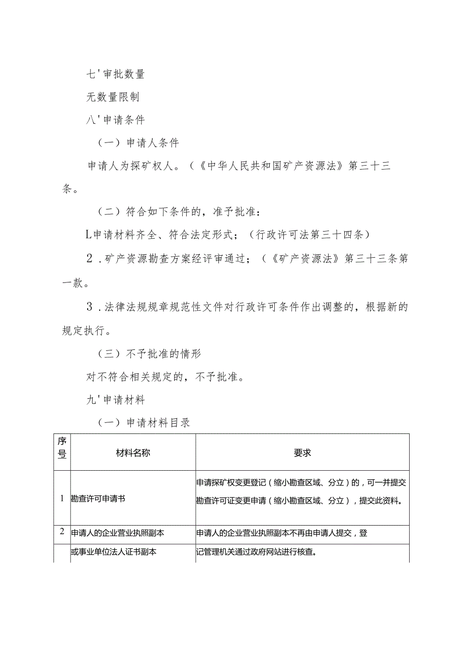 内蒙古自治区勘查许可变更（缩小勘查区域范围、分立） 申请临时服务指南.docx_第2页