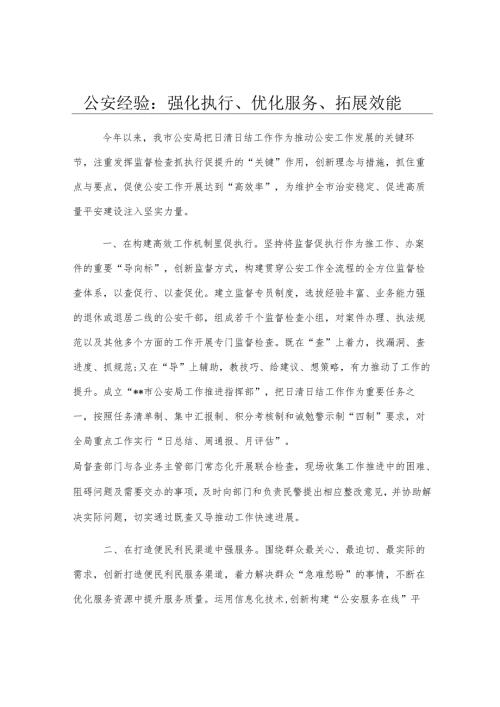 公安经验：强化执行、优化服务、拓展效能.docx