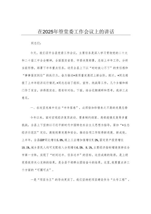 在2025年全县党委工作会议上的讲话.docx