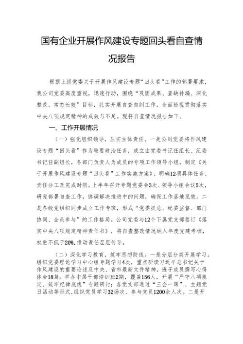 国有企业开展作风建设专题回头看自查情况报告.docx