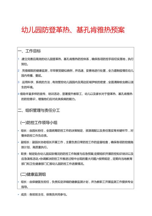 幼儿园防登革热、基孔肯雅热预案.docx