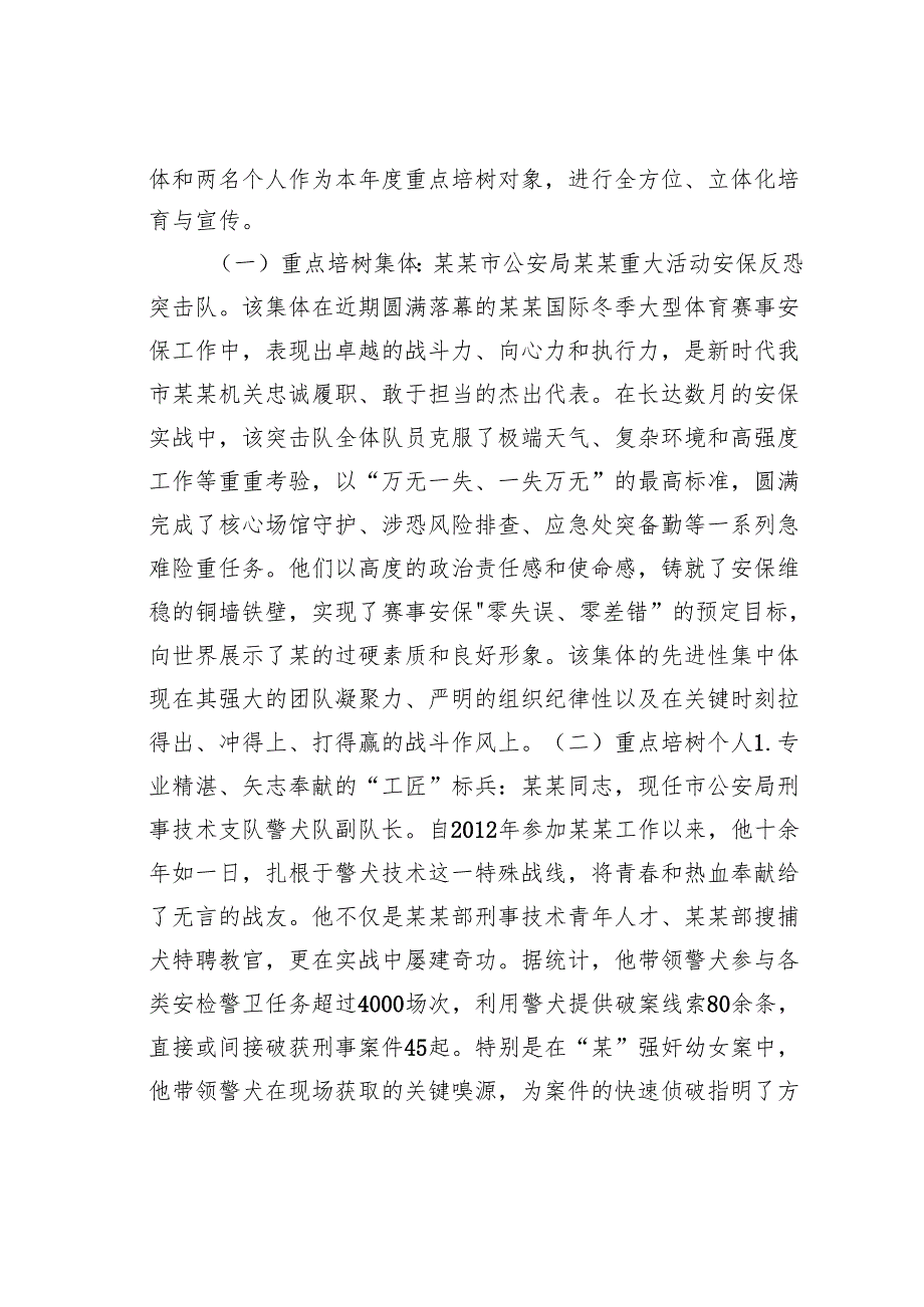 某某市公安局关于深化新时代典型培树工作的实施方案.docx_第2页