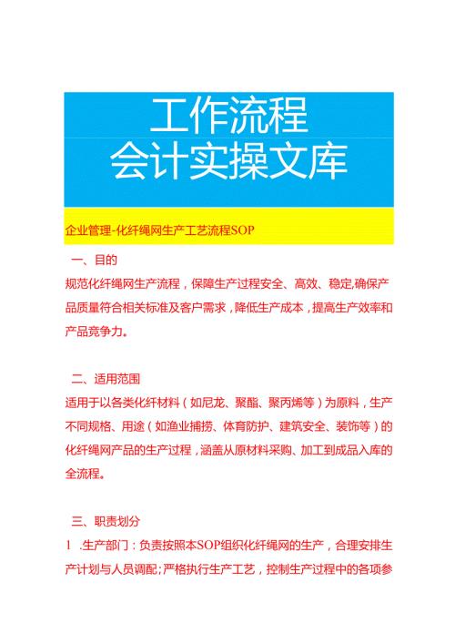 企业管理-化纤绳网生产工艺流程SOP.docx