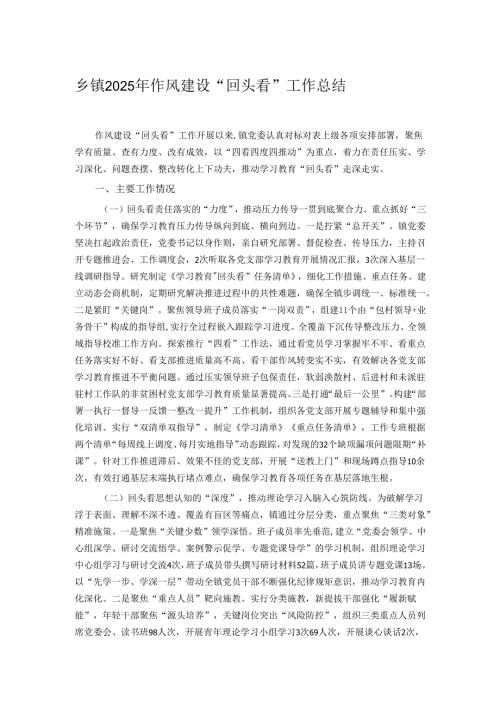 乡镇2025年作风建设“回头看”工作总结.docx