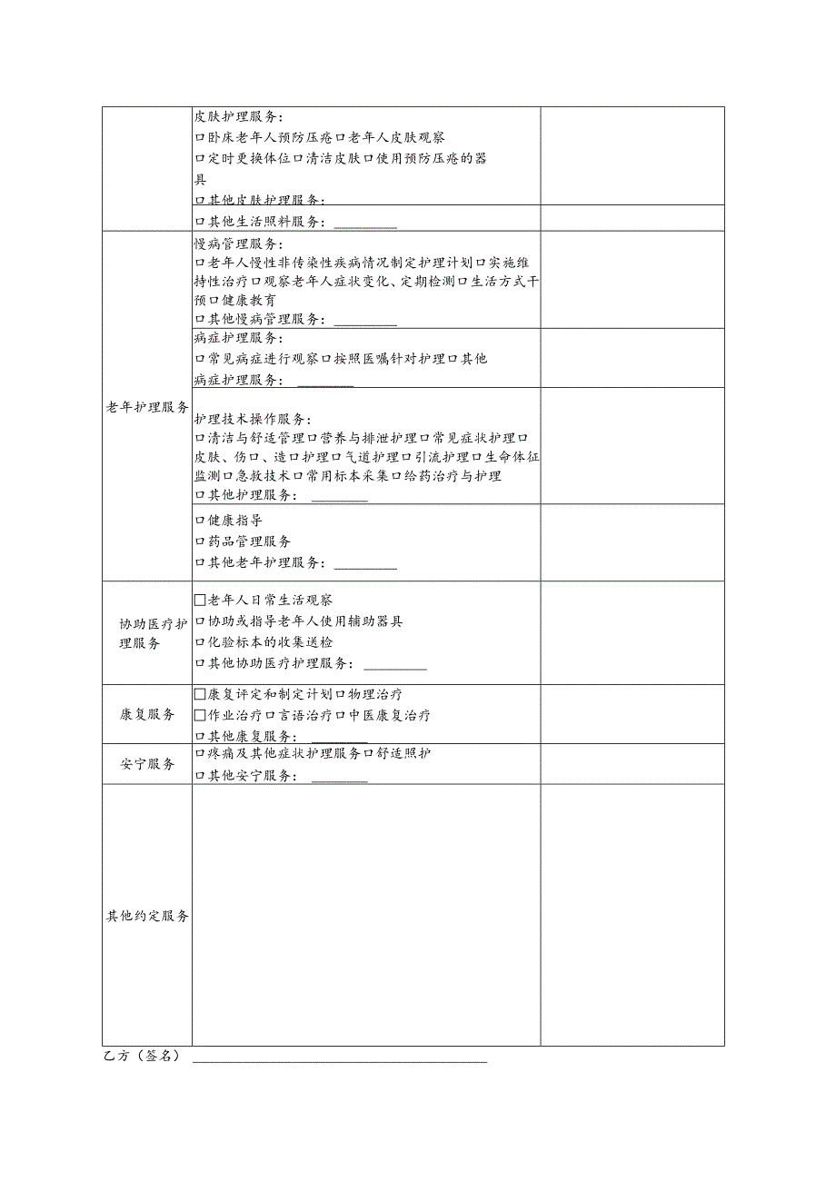 养老机构首次服务项目确认表模板.docx_第3页