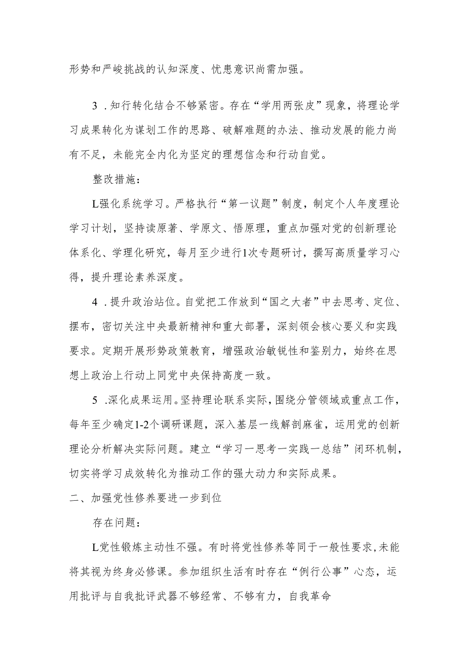 班子2025年对照“五个进一步到位”问题查摆整改清单台账合集资料.docx_第2页