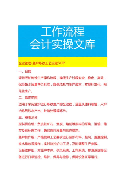 企业管理-竖炉炼铁工艺流程 SOP.docx