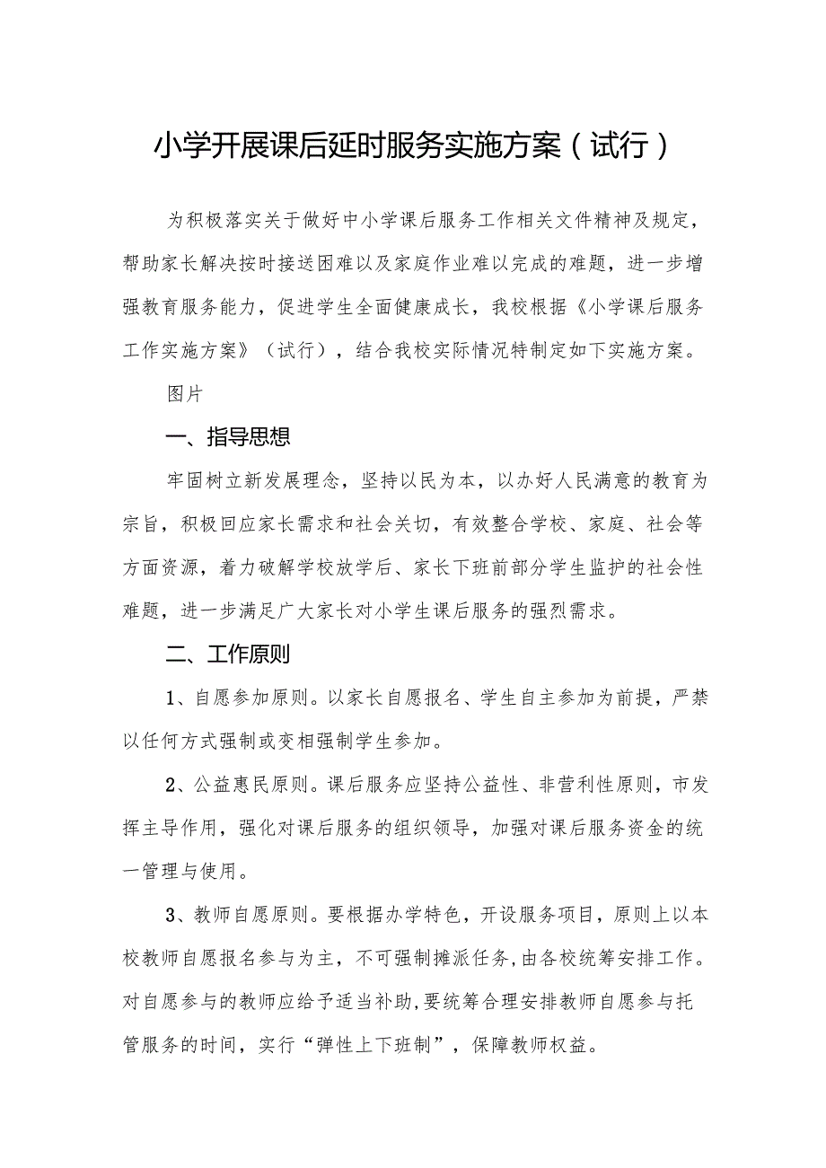 小学开展课后延时服务实施方案（试行）.docx_第1页
