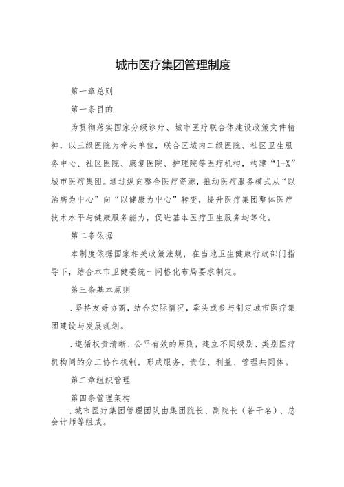 城市医疗集团管理制度.docx