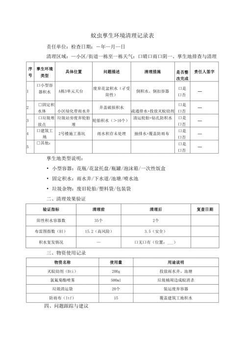蚊虫孳生环境清理记录表.docx