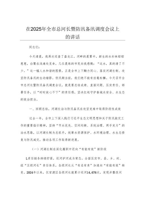 在2025年全市总河长暨防汛备汛调度会议上的讲话.docx