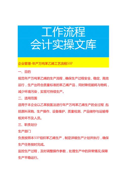 企业管理-年产万吨苯乙烯工艺流程 SOP.docx