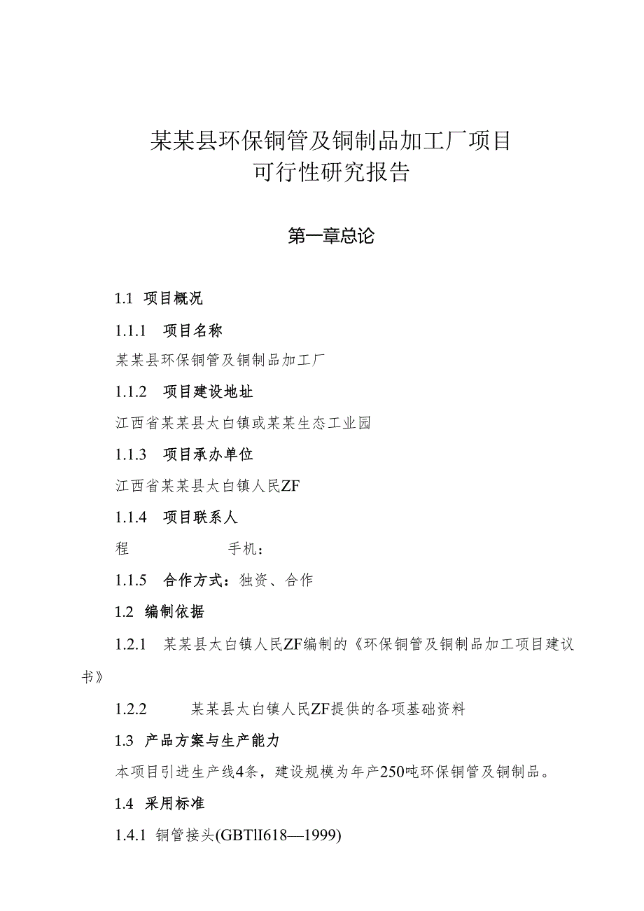 某某县环保铜管及铜制品加工厂项目.docx_第1页