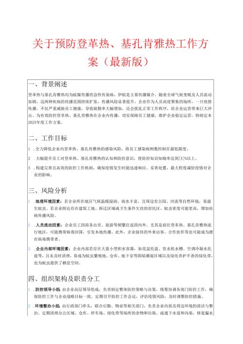 关于预防登革热、基孔肯雅热工作方案 (最新版).docx