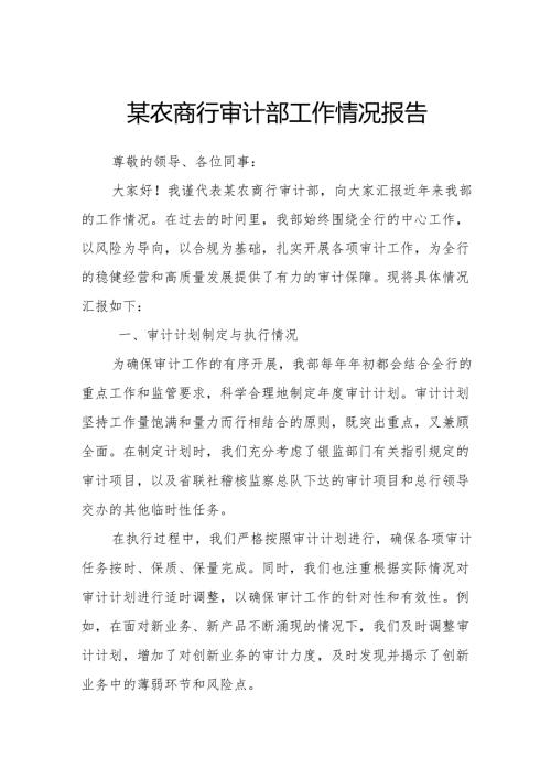 某农商行审计部工作情况报告.docx