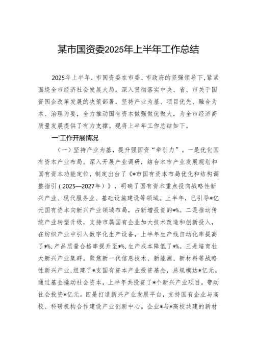 国资委2025年上半年工作总结.docx