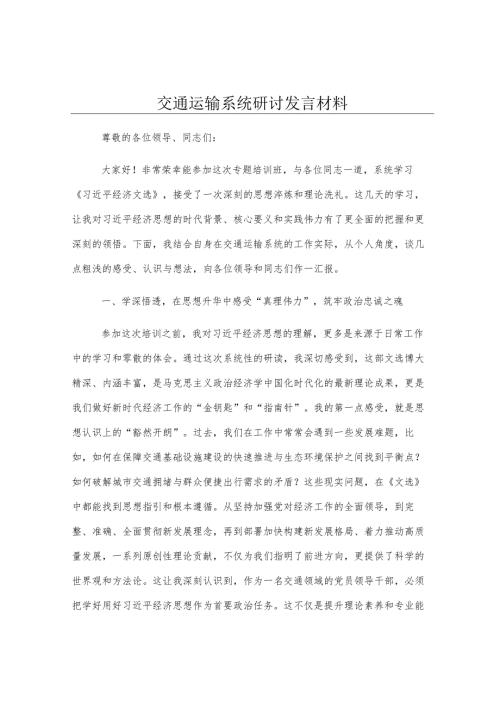 交通运输系统研讨发言材料.docx