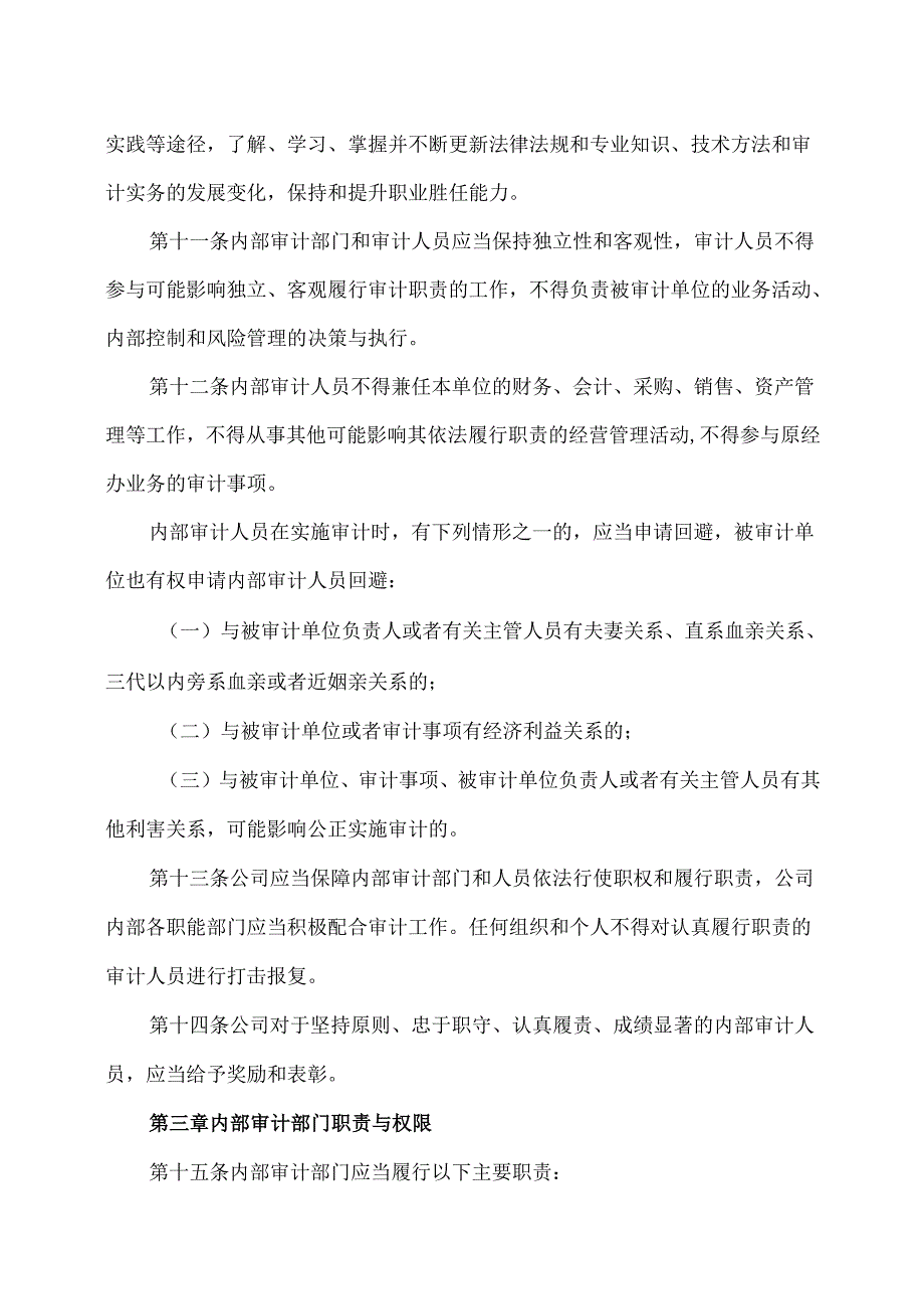 XX能源股份有限公司内部审计工作制度（2025年）.docx_第3页
