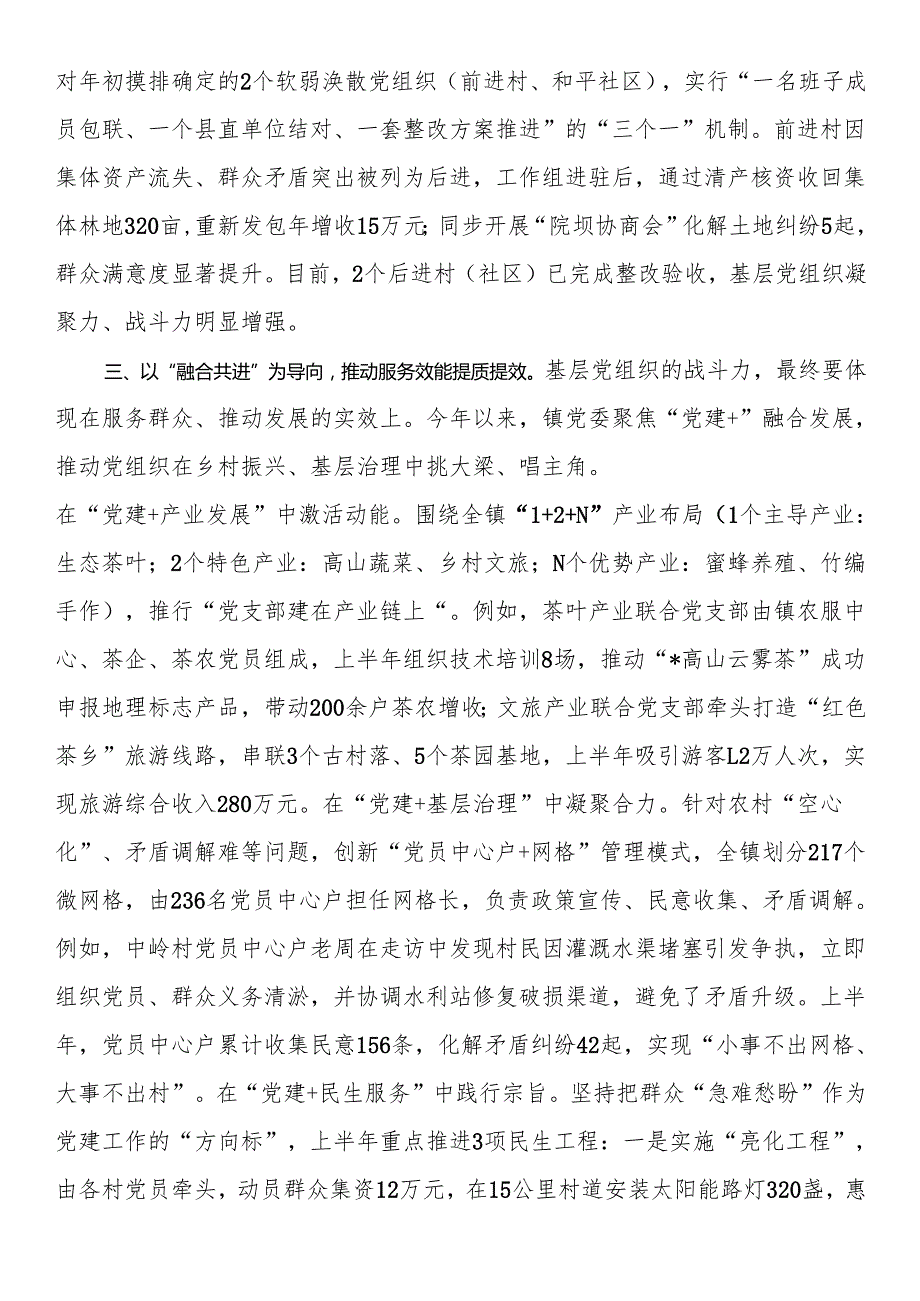 镇2025年上半年基层党组织建设工作总结.docx_第3页