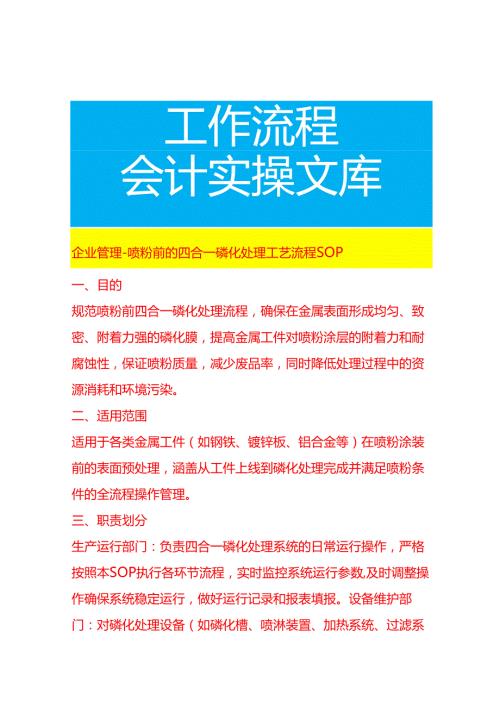 企业管理-喷粉前的四合一磷化处理工艺流程 SOP.docx