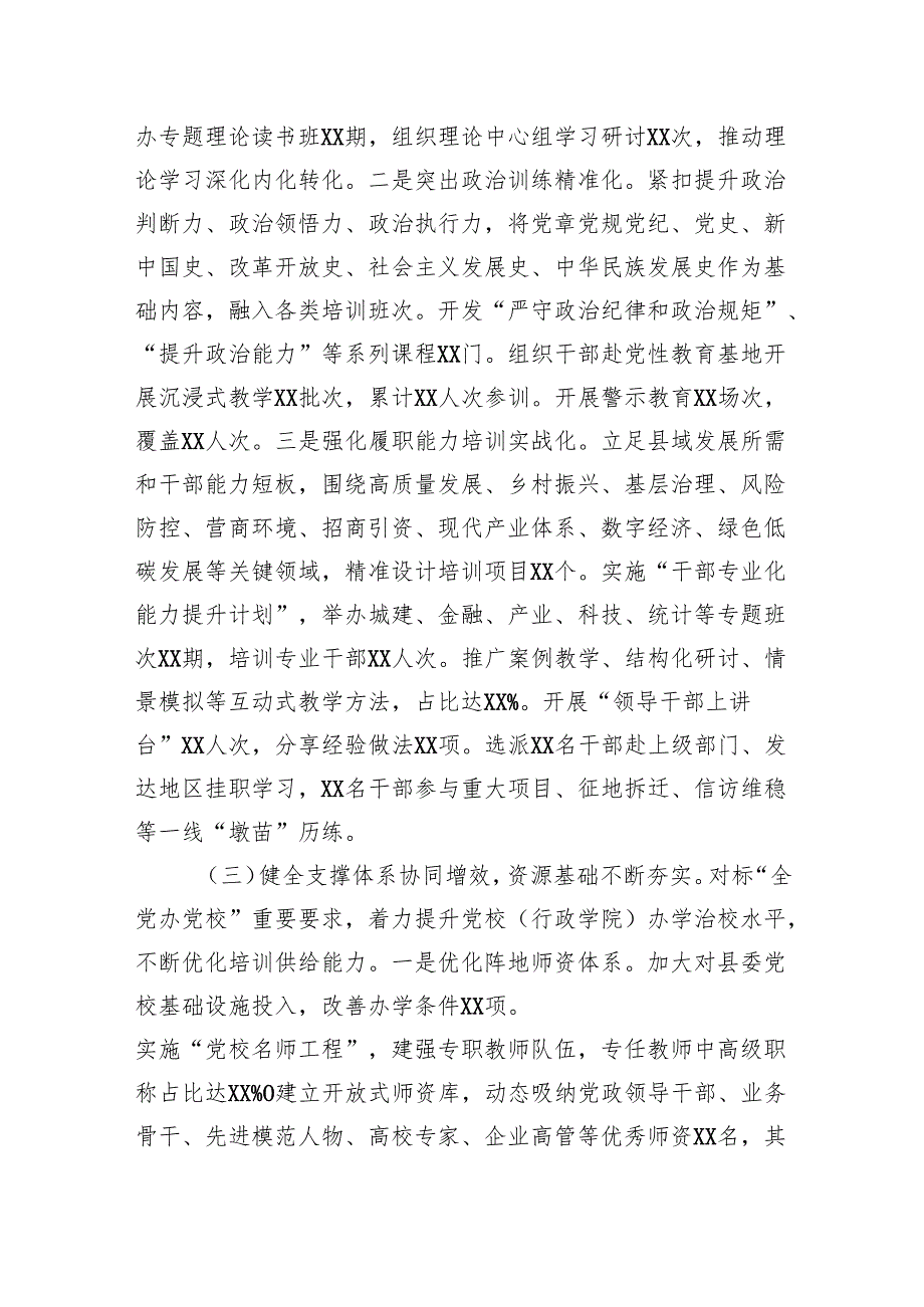 县委关于《全国、全省、全市干部教育培训规划（2023－2027年）》贯彻落实情况评估报告.docx_第3页