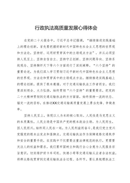 行政执法高质量发展心得体会.docx