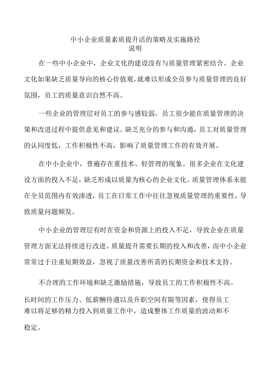 中小企业质量素质提升活的策略及实施路径.docx_第1页
