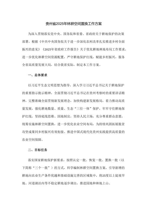 贵州省2025年林耕空间置换工作方案.docx