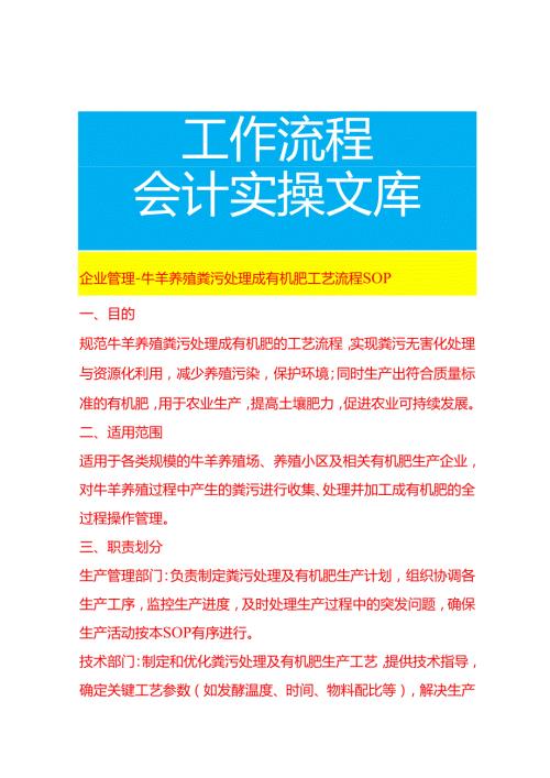 企业管理-牛羊养殖粪污处理成有机肥工艺流程 SOP.docx