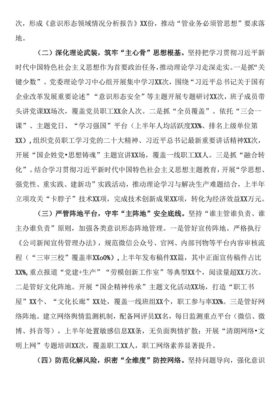 公司党委2025年上半年落实意识形态工作责任制情况自查报告.docx_第2页
