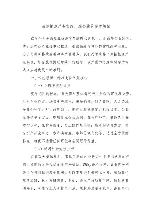 深挖根源严查实改综合施策提质增效.docx