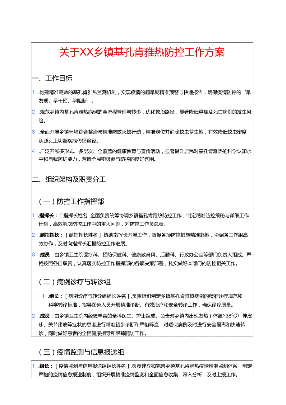 关于XX乡镇基孔肯雅热防控工作方案.docx_第1页