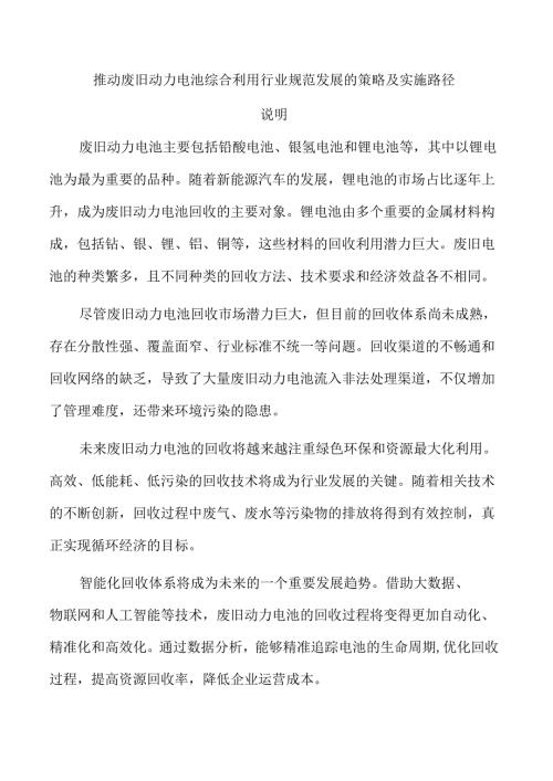推动废旧动力电池综合利用行业规范发展的策略及实施路径.docx