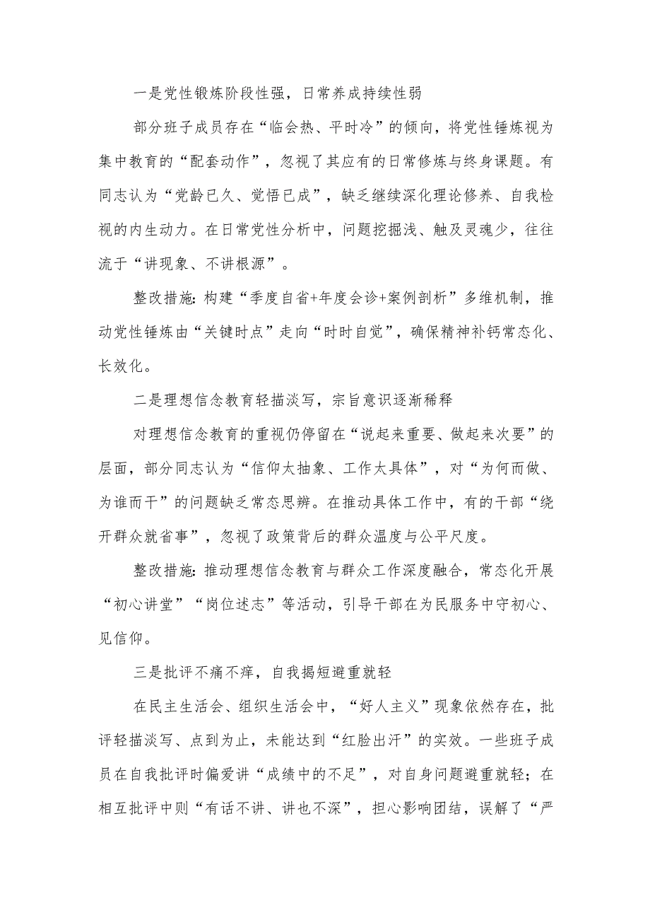 班子学习教育新增五个方面查摆问题清单（含问题、措施）.docx_第3页
