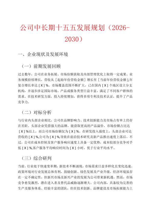 公司中长期十五五发展规划（2026-2030）.docx