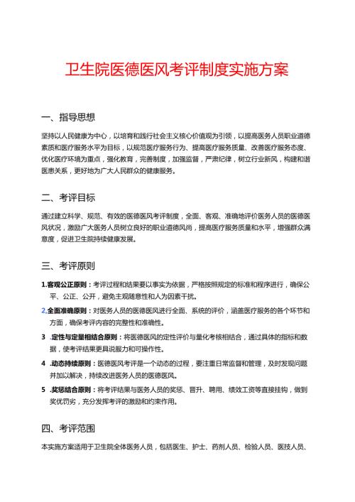 卫生院医德医风考评制度实施方案.docx