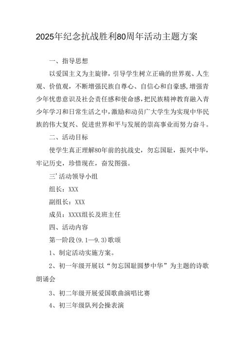 纪念2025年《抗战胜利80周年》活动方案 合计3份.docx