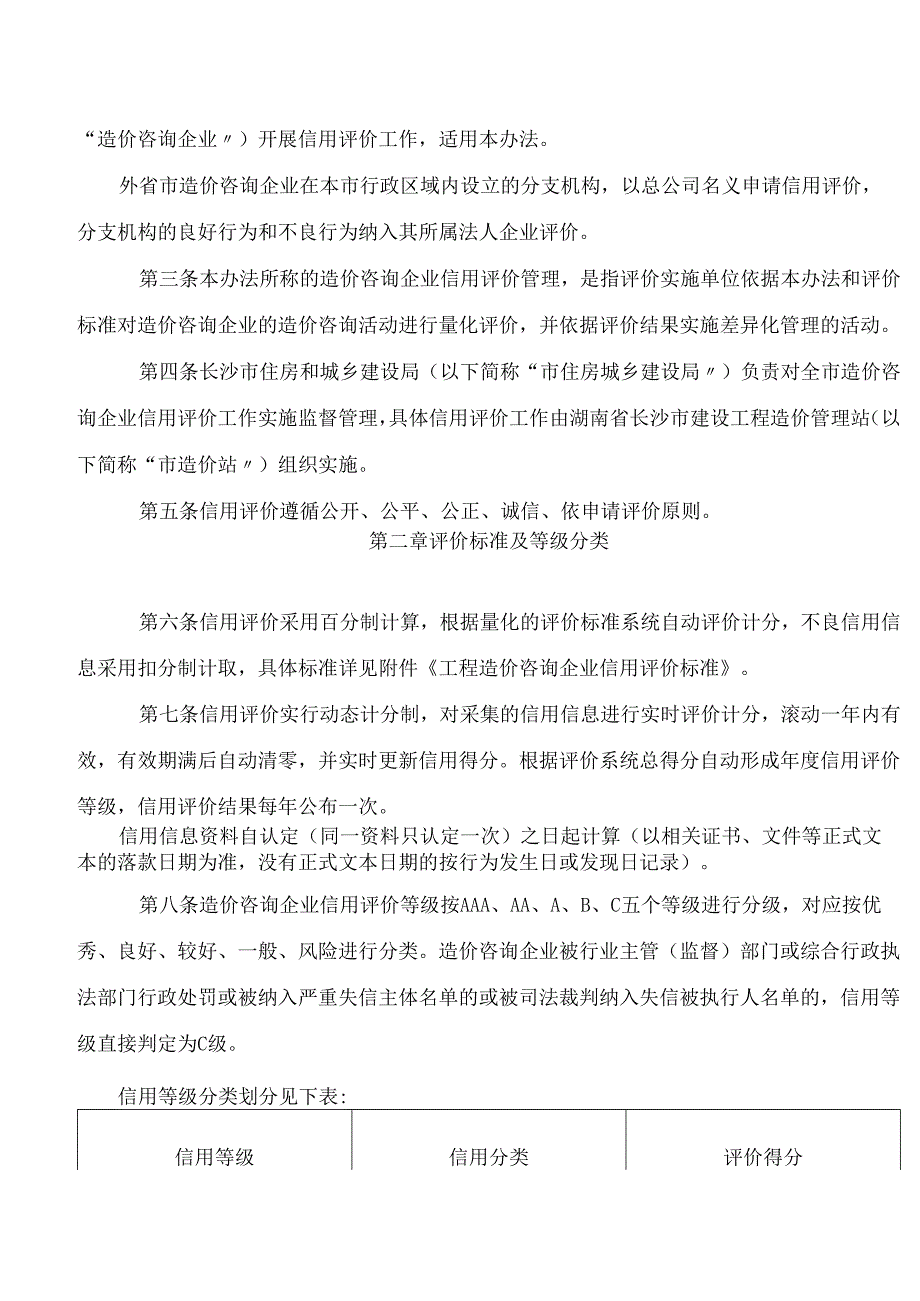 长沙市住房和城乡建设局关于印发《长沙市工程造价咨询企业信用评价管理办法》的通知.docx_第2页