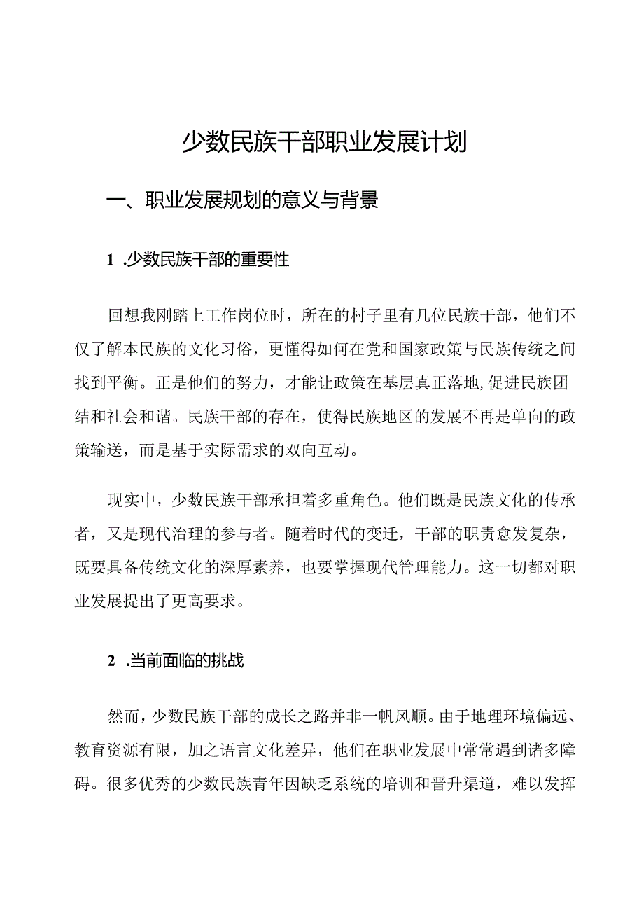 少数民族干部职业发展计划.docx_第1页