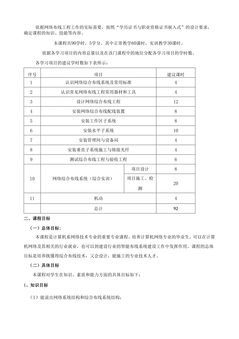 《网络布线与网络工程》课程标准.docx_第2页
