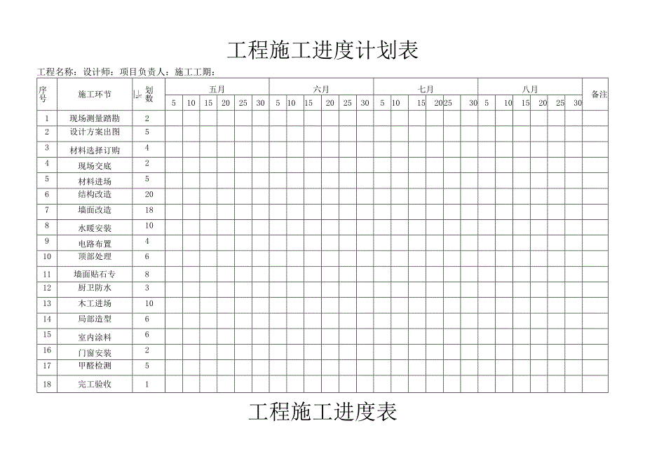 工程施工进度计划表甘特图.docx_第1页