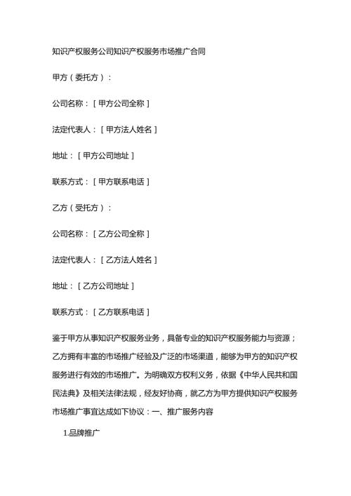 知识产权服务公司知识产权服务市场推广合同.docx
