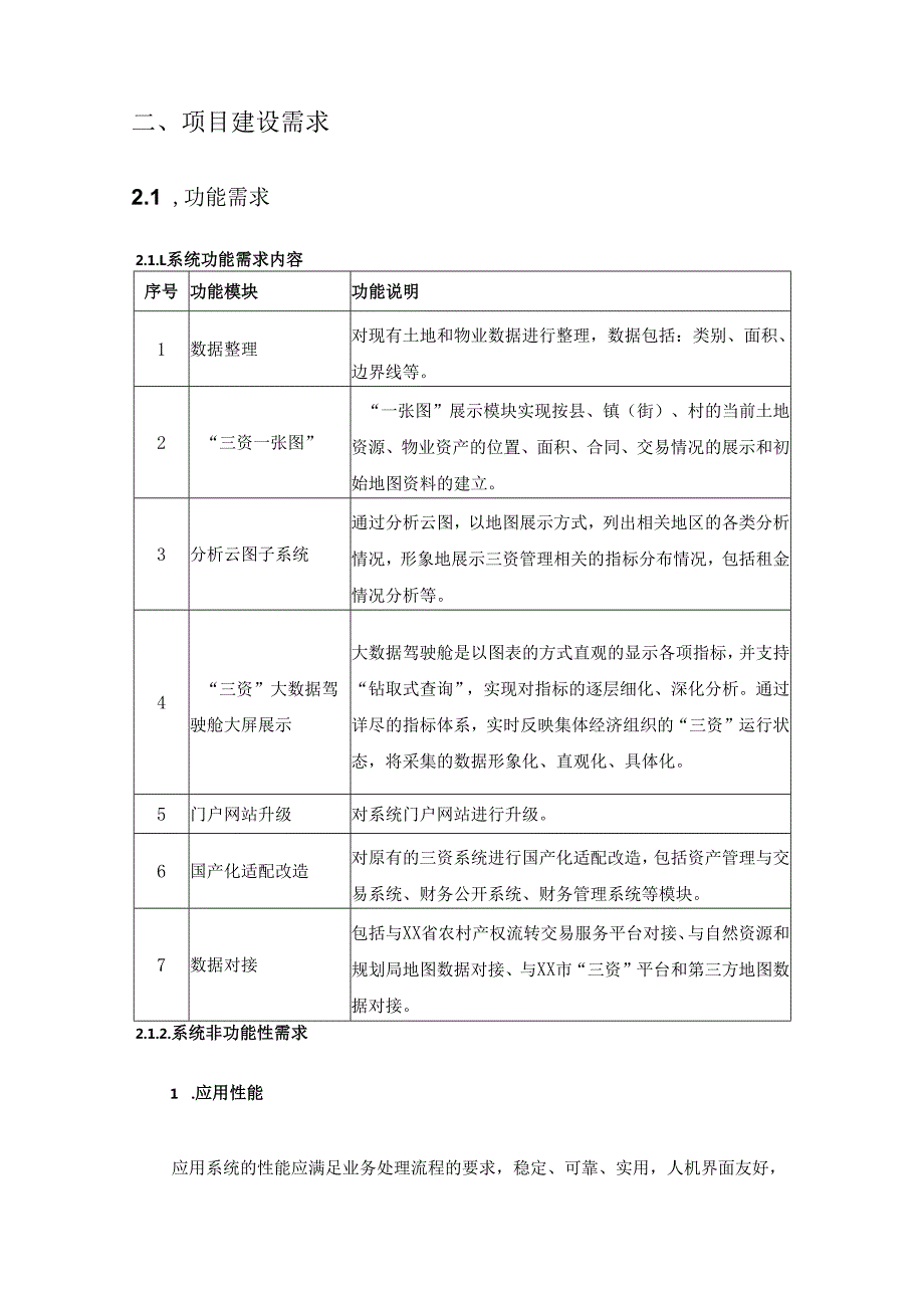 XX市XX区农村集体“三资”管理服务平台资产“云地图”项目建设需求说明.docx_第2页